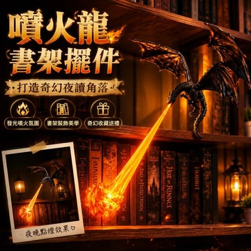 【隔日送達】噴火龍書架裝飾擺件【可發光】🔥權力遊戲黑龍書邊裝飾 高亮龍息燈 小夜燈 飛龍小夜燈 男生禮物