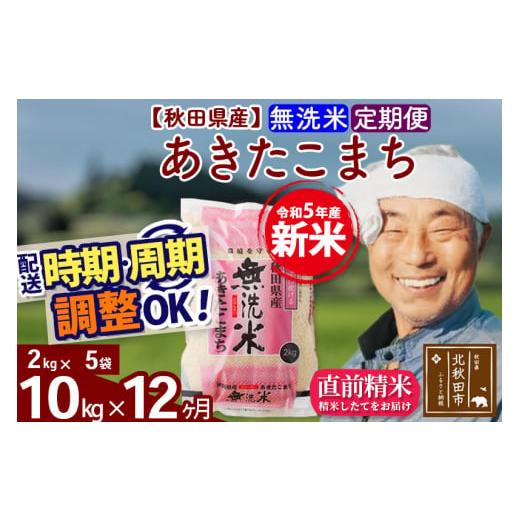 ふるさと納税 秋田県 北秋田市 《定期便12ヶ月》＜新米＞秋田県産 あきたこまち 10kg(2kg小分け袋) 令和5年産 配送時期選べる 隔月お届けOK お米 お…