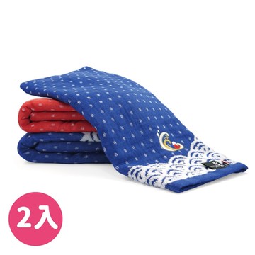 日本丸真【YAHOO獨家】北齋浮世繪神奈川沖浪今治毛巾 超值二件組 (紅+藍)