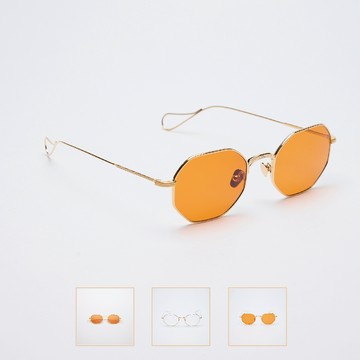 Vatic 1980 純正老金框復古設計 八角眼鏡 不銹鋼金屬鏡框 - 桔色鏡片