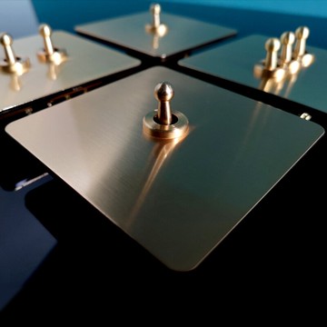 撥桿開關插座 美式現代簡約輕奢風黃銅撥桿復古開關面板86型酒店民宿金屬色插座【MJ6925】