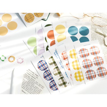 🍋檸檬青🍋清倉現貨基礎泡泡系列12款10張入模切純色格紋貼紙標記貼手帳裝飾素材