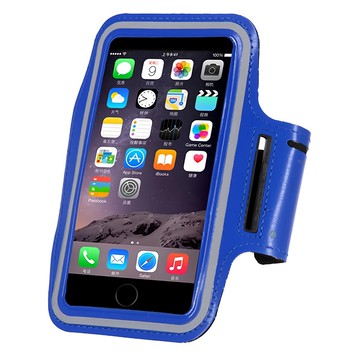 防水透氣排汗反光手機觸控雙層運動臂包 (6.8吋以下通用) 藍色