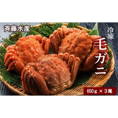 ふるさと納税 北海道 白老町 大サイズ！冷凍毛がに約650g×3尾