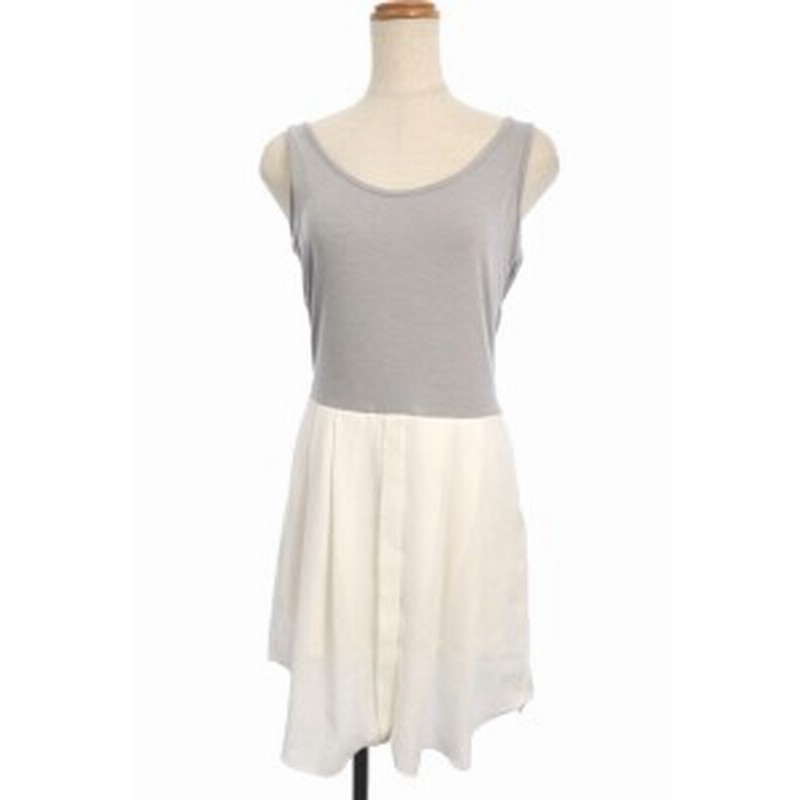 中古 フレイアイディー ワンピース ひざ丈 フレア 切替 タンクトップ Uネック シースルー 0 グレー 白 レディース 通販 Lineポイント最大1 0 Get Lineショッピング
