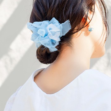 海藍寶石 | 迷你 | 盛開的大腸髮圈| 三月生日石