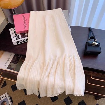 廣州十三行爆款清倉撿漏~針織百褶荷葉邊半身裙子女秋冬高腰顯瘦