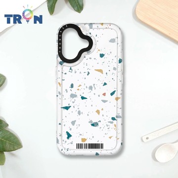 TRON IPHONE 16 彩色幾何小磨石子A款 防摔 MAGSAFE 磁吸 太空載具殼 透白 手機殼