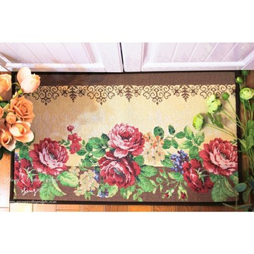 ｛現貨 附發票｝現貨速發 特價出清福利商品 一件不留 牡丹 棉質 吸水地毯 廚房地毯 生活用品 居家生活 歐式 廚房用品