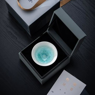 宋樸蘇揚燁大師結晶釉晶花主人杯品茗杯窯變斗笠杯個人專用禮盒裝