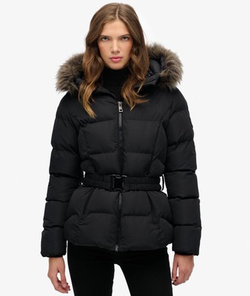 Superdry Women's Fuji Belted Puffer Jacket Black Size: 10