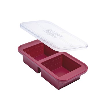 快速出貨【Souper Cubes】多功能食品級矽膠保鮮盒2格-酒紅色