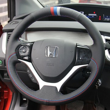 12-15款Honda本田九代思域civic方向盤套真皮手縫13-20款傑德Jade專用保護套四季款透氣防滑全包