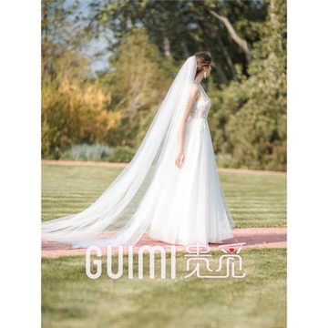 長款拖尾頭紗新娘主婚紗簡約婚禮頭飾超仙單層發梳無遮面素紗軟紗