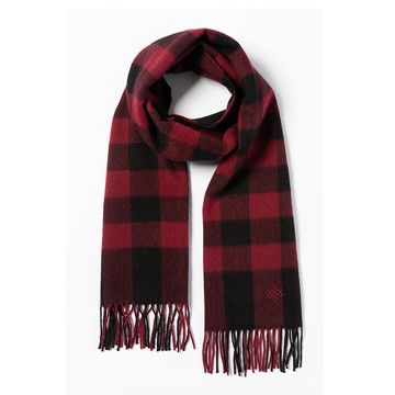 絲原百福氂牛絨圍巾(4色可選) 深藍/黃褐