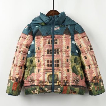 諾諾E站 太PN童裝 冬甜美女童可拆帽棉衣 印花保暖棉服外套潮剪標