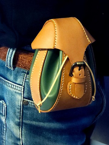 【定製款】GWC草世木手作 真皮手縫 雙色mini腰包