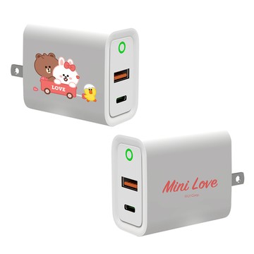 【正版授權】LINE FRIENDS MINI-愛的推車USB3.0+PD20W雙孔充電器