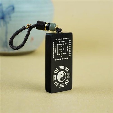 【米蘭精品】鑰匙扣手機掛飾-黑檀單面洛書河圖包包配飾2款74if11