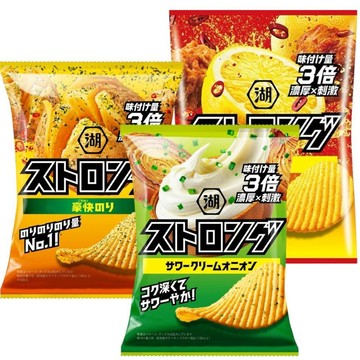 *貪吃熊* 日本 湖池屋 KOIKEYA 洋芋片 STRONG 波浪洋芋片 強辣檸檬風味 海苔風味 酸奶洋蔥風味 湖池屋