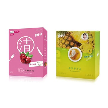 丟丟妹diu+ 超纖酵素莓果14包/盒+丟丟茶鳳梨酵素茶8包/盒