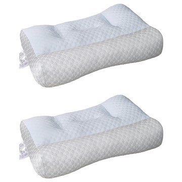 HONDONI 日式反牽引 記憶枕頭 頸枕 冰絲涼墊  藍色 + 灰色  48 x 74cm  2個