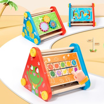 木製兒童早教玩具 多功能五面學習體 啟蒙數字顏色認知玩具 親子互動益智玩具