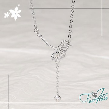 【伊飾童話】想念銀杏＊流蘇晶鑽鎖骨短頸項鍊/銀