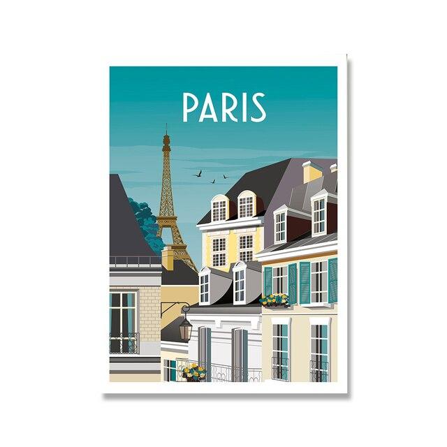 France Paris florence hawaiii milan,有名な都市のトラベルポスター,キャンバス絵画,風景壁アート,リビングルーム,家