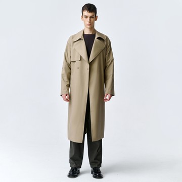 冷棕色寬版綁帶風衣 | 00142410102