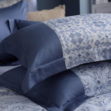 Caliphil星空光暈 300織天絲歐式枕套//藍色