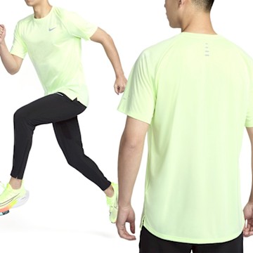 Nike Dfadv Stride SS Top 男款 黃綠色 速乾 跑步 休閒 運動 圓領 短袖 HV5204-701