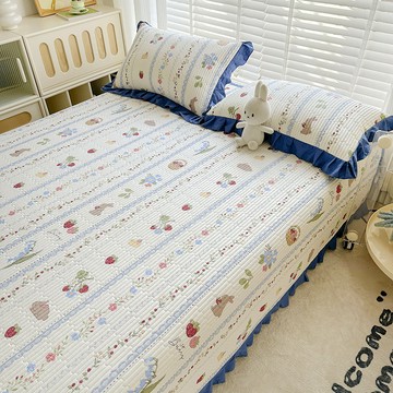 韓國ins純棉床蓋100全棉榻榻米床鋪蓋加厚床單三件套四季通用床單床罩四件套簡約柔軟舒適