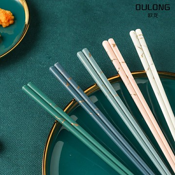 輕奢陶瓷筷子家用單人裝北歐骨瓷便攜餐具套裝收納盒防滑防潮