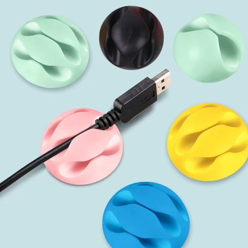 圓形固線器單孔 桌面理線器 線材收納固定器 充電線集線器 數據線收納器 固線夾扣