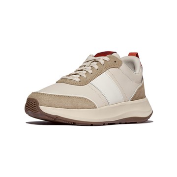 F-MODE FLOW 皮革/麂皮厚底休閒鞋-米色/赤陶色