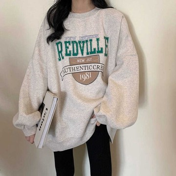 臺灣/✨純棉衛衣 衛衣女 圓領上衣寬松圓領薄款長袖衛衣女潮2021秋季新款韓版學生外套上衣