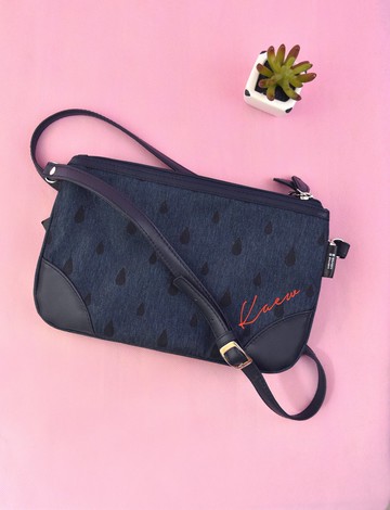 兩個拉鍊單肩包，Jolly Drop 圖案，海軍藍