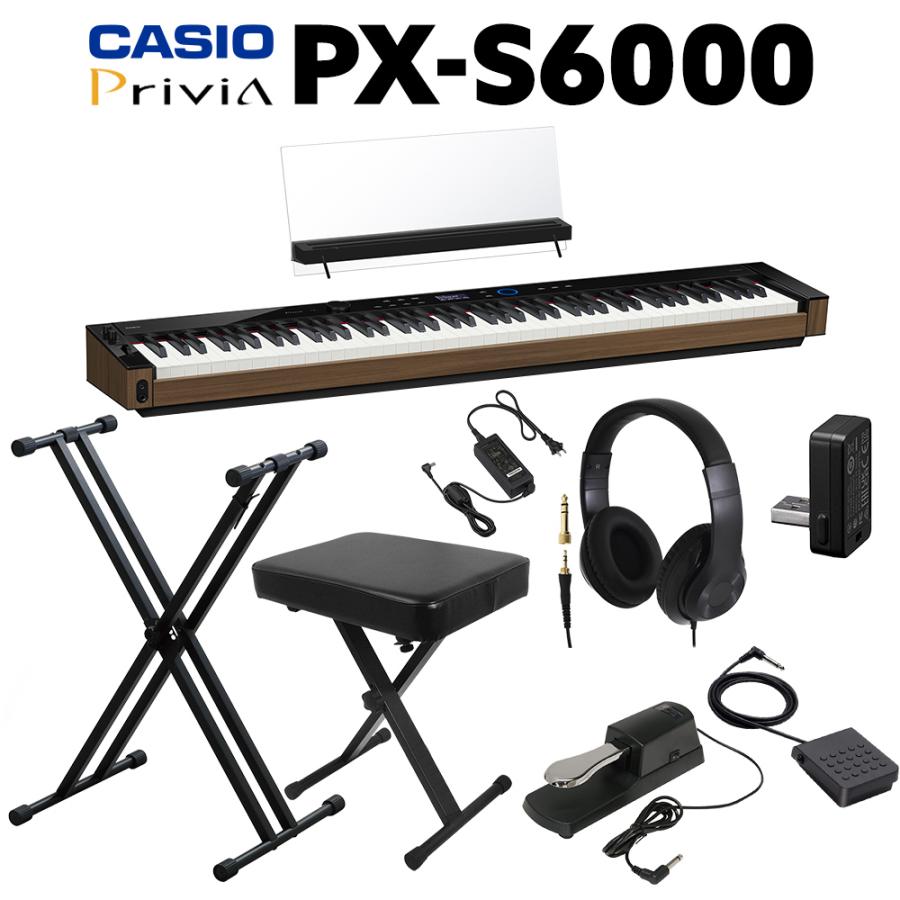 CASIO カシオ 電子ピアノ 88鍵盤 PX-S6000 BK ヘッドホン・Xスタンド・Xイス・ダンパーペダルセット