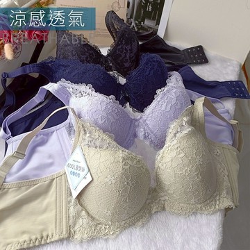 【艾妍內衣】涼感內衣 軟鋼圈 幸運草 台製內衣 蕾絲 深V款 包覆 集中 機能內衣 B罩杯 C罩杯 4色 小胸救星