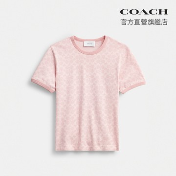 【COACH】經典標誌飾邊T恤-粉色經典標誌(CCB98)｜官方直營