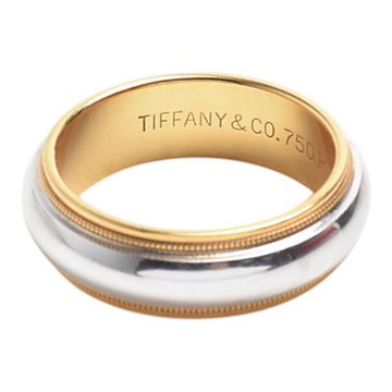 Tiffany&Co. 經典Milgrain系列950鉑金18K黃金雙色戒指(金/銀色)