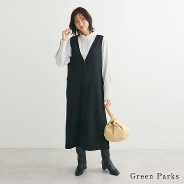 Green Parks 2WAY半拉鍊深V領口背心洋裝