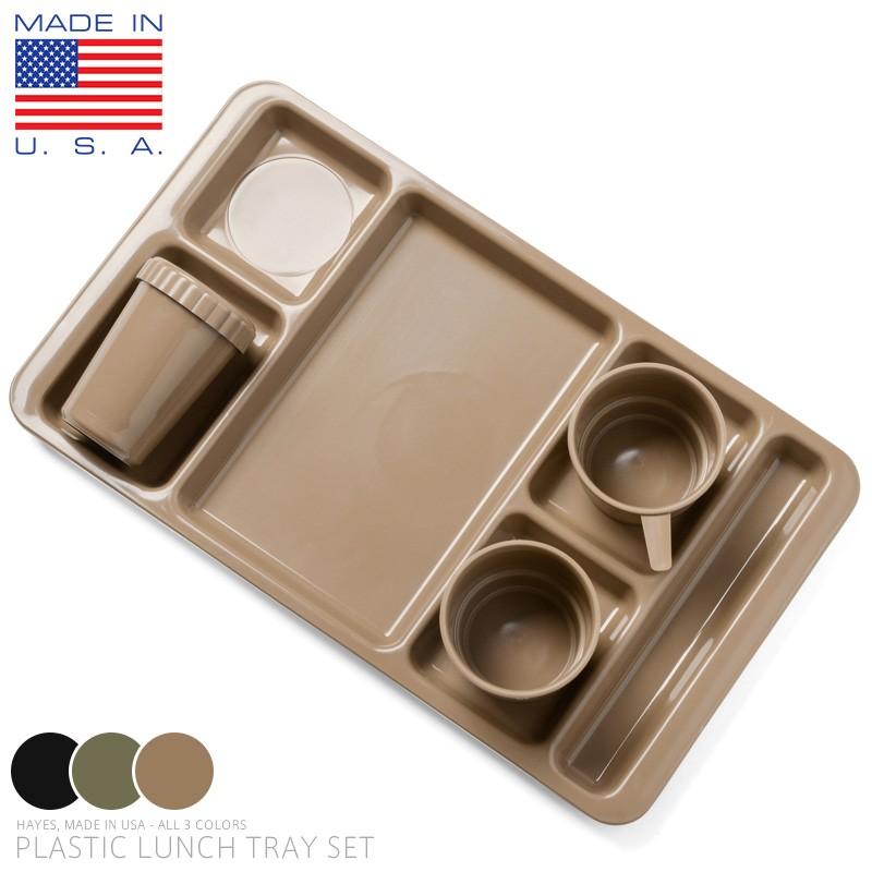 Hayes社製 米軍納入 PLASTIC ランチトレイセット（カップ・ボウル・トレイ） MADE IN USA ミリタリー 食器 アウトドア アメリカ製 グッズ ブランド