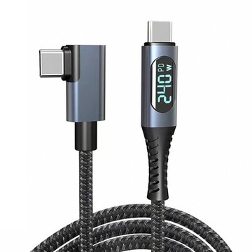 1m 【宅配免運】USB4.0傳輸 8K影音 240W快充數顯編織數據線-彎頭