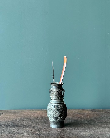 日本帶回老件 如意耳小銅瓶