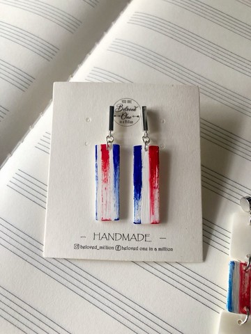 紅白藍袋-原創手繪耳環