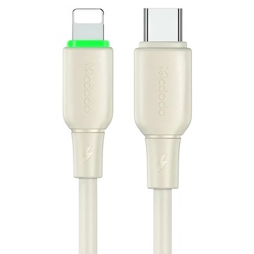 Mcdodo 麥多多 Alpha Type-C to Lightning 36W 矽膠快充線-米色 1.2M 帶充電指示燈  1個