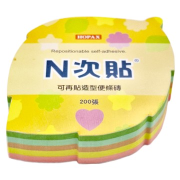 N次貼 造型便條磚  200張  可再貼  樹葉混款5色  6組