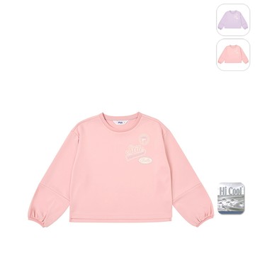 【FILA】KIDS 女童款 吸濕排汗 長袖圓領T恤-粉色 5TEY-8419-PK